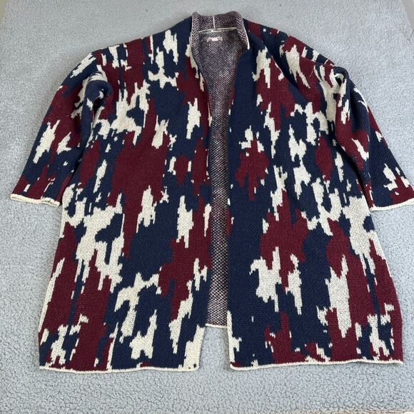 Knox Rose Aztec Cardigan L Sweater Duster Oversized Open Front Lagenlook Cottage - Picture 1 of 12